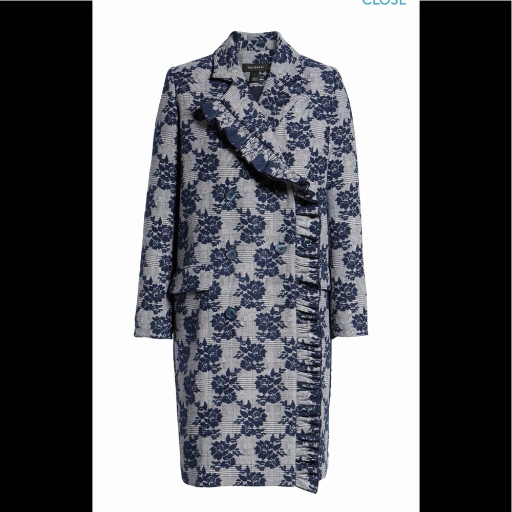 Halogen Ruffle Front Topper Coat